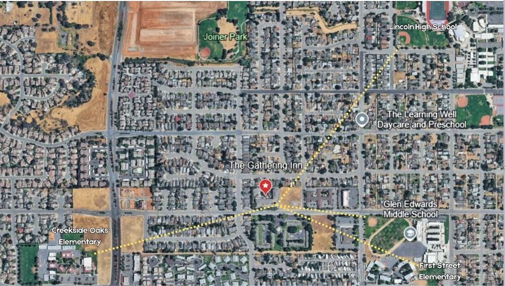 Map showing schools surrounding the facility